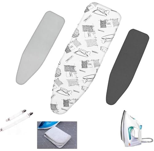 YFQYRB Ricambio Copriasse da Stiro con Imbottitura, 97x33cm, 110x35cm, 122x38cm Cotone ASSE da Stiro Copri, antiscottatura ASSE da Stiro Imbottitura, Lavabile(Graffiti,43x14inch)
