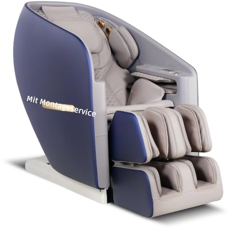Aspria 4D Massagesessel, S80 High-end Massagestuhl, 8-inch Tablet, Aromatherapie, Musik, Stimmenführung, Umgebungslicht und Wärmetherapie, für Ganzkörpermassage (Blau-mit Aufbauservice)