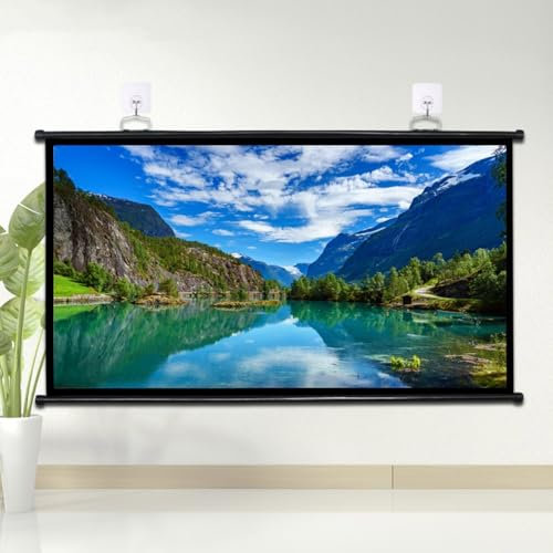 RTVGNSZSJL Pantalla De Proyección Portátil 60 72 Pantalla De Proyector Enrollable Manual HD 4K Home Cinema Pantalla para Proyector(60inch(16:9))
