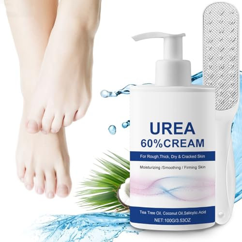 Urea Creme 60 Prozent，Hornhautentferner Creme，Urea Fußcreme mit Fußpflege Set für Rissige Reparatur schrundensalbe für Füße und Hände (100g)