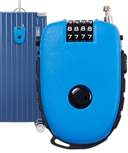 Kabelschloss 4-stellig Mit 75cm Stahlseil U Zahlenschloss - Kofferschloss Reiseschloss Gepaeckschlösser Tragbares - Geeignet Als Gepäcksicherung, Skischloss, Helmsicherung