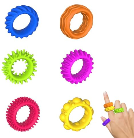OHREN 6 pcs Ensemble d'anneaux d'acupression sensoriels à picotsAnneaux De Massage pour Anneau De Massage des Doigts, Anneau De Massage des Doigts/Anneau D'acupression pour Enfants