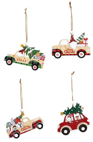 Garneck 4stücke Holzanhänger Für Weihnachtsbaum Weihnachten Holzanhänger Weihnachtsbaum Anhänger Aus Holz Weihnachtsanhänger Für Auto Dekor Holz Hängedekor Für Weihnachten