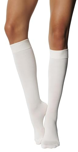 MILENA Calze Donna Sopra il Ginocchio - Calze Eleganti e Traspiranti per Moda, Cosplay, Sport e Uso Quotidiano - Calzini Lunghi Comodi e Versatili, Perfette per Gonne e Shorts, Ecru EUR (37-41)