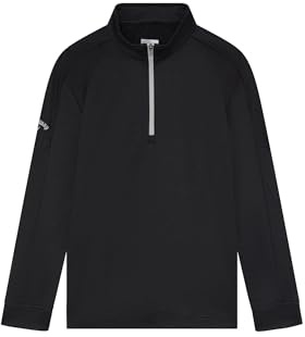 Callaway - Youth Unisex Golf Hex Fleece, Junior Base Layer for Boys and Girls, Thermal Quarter Zip, Long Sleeve Top (Caviar Black)
