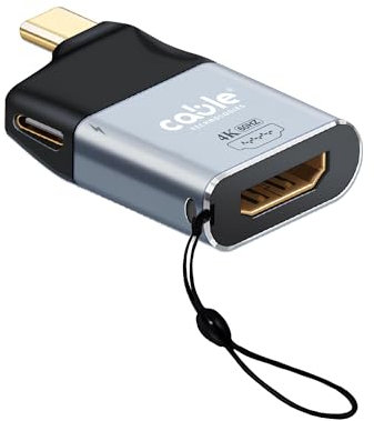 Adattatore da USB C maschio a HDMI 4K@60Hz femmina + porta USB C femmina 65W PD 3.0 per ricarica | Convertitore 4K in Alluminio compatibile con Thunderbolt 3/4, iPhone, Macbook, Samsung ec