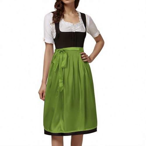 Generisch dirndlschürze 70 cm Spitze blau schwarz grün, Dirndlschürze 70cm Länge | Schlichte Schürze für Dirndl | Jacquard zum Binden Grün M