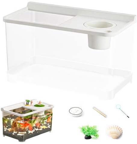 Litet akvarieljus, 3 färger, dekorativ fiskburk, elegant ekosystem för kontor entré sovrum