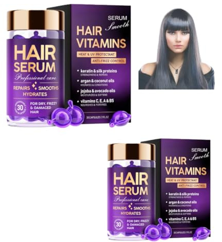 Capsule de sérum vitaminé pour cheveux, sérum capillaire, hydratant, anti-frisottis, soin profond, sans rinçage, lisse et brillant pour cheveux crépus.