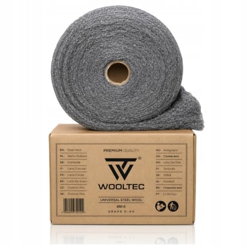 Stahlwolle 250g Grad 0+00 – Reinigen Polieren Renovieren Metall WOOLTEC | Handliche Menge für präzise Arbeiten und kleine Flächen