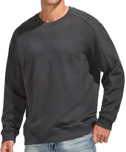USALL Sweatshirts für Herren 100% Baumwolle Schwergewicht Pullovers Männer Langarm Casual Sweatshirt