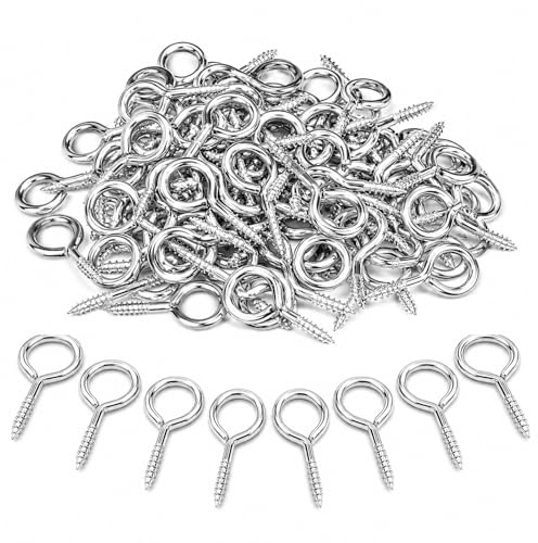 Lot de 150 vis à œillet, 20 mm, anneaux en métal argenté pour la fabrication de bijoux, comprend 1 boîte de rangement, idéal pour créer des pendentifs en argile polymère, des travaux manuels et des