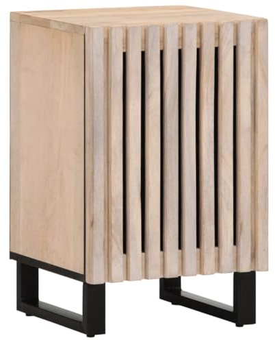 Mangloder Badskåp av massivt mangoträ med stålben 38 x 34 x 58 cm, badrumsmöbler med dörr, platsbesparande förvaring, väggmontering för gäster, toalett och tvättställ