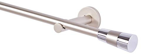 Barra de cortina, Varilla Extensible para Visillos, 16 mm de 1 unidad de cromo mate metal, 200