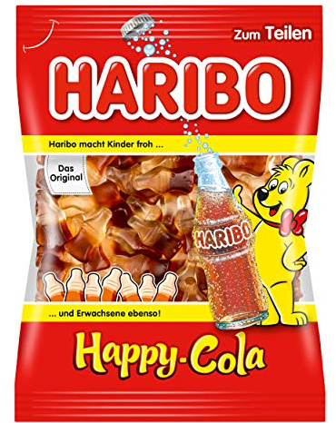 Haribo Happy Cola, Caramelle Gommose, Dolciumi, Bottigliette, 5 Sacchetti da 200g