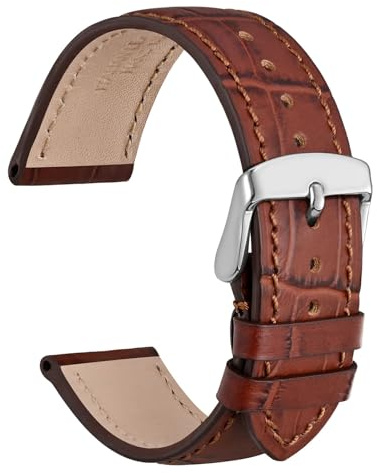 WOCCI Uhrenarmband Italienisches Leder, Geprägtes Alligatorkorn Armband, Farbe und Breite Wählen 14mm 18mm 19mm 20mm 21mm 22mm