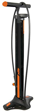 KTM High Volume 8 STANDPUMPE mit EXTRA GROSSEM Manometer - für alle Ventile | optimale + Bequeme Bedienung | mit Dualkopf für AV/DV/SV | Fahrradpumpe | stabile ALU-Konstruktion