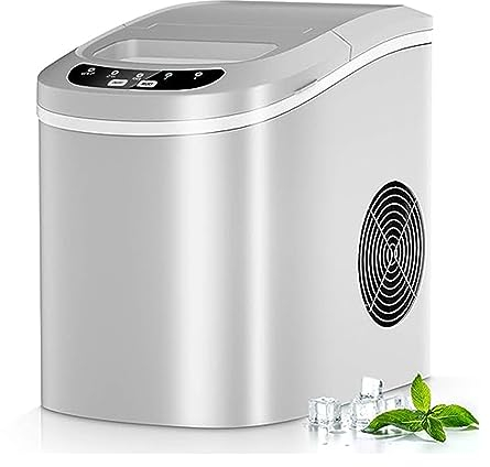 GOPLUS Eiswürfelmaschine, 12kg in 24 Std. Eiswürfelbereiter mit 2 Eiswürfel-Größen & 2,2 Liter Wassertank & Eiswürfelschaufel, Ice Cube Maker Zubereitung in 6-13 Minuten, 24 x 36 x 33 cm (Silbrig)