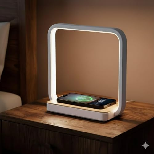 WILIT A13S Bedside Lamp Touch Dimmable, Qi Wireless Charger, Table Lamp with 60 LEDs, Qi-Certified Wireless Charging Pad for iPhone 12/11/XR/XS/X/8, Samsung Galaxy S10/S9+/S8+, 12W…