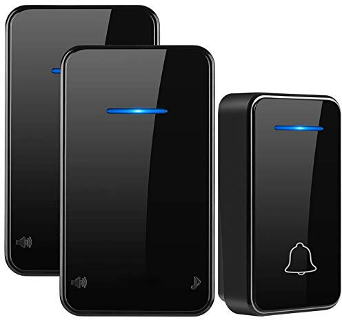 [Non Richiede Batteria] Campanelli Wireless, YINXN Campanello Senza Fili da Esterno Portatile IP55 Impermeabile Con Raggio d'Azione 200m con Indicatore LED, 2 Ricevitori, 7 Livelli Volume, 48 Suonerie