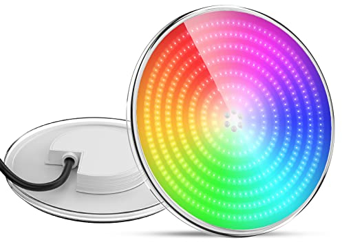 LyLmLe Luz de piscina LED llena de resina, 35 W PAR56 lámpara LED sincronizada multicolor RGB iluminación, ángulo de haz de 140°, IP68 impermeable, 12 V CA (no incluye controlador)