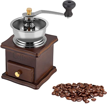 Molinillo de café Manual de madera clásico Vintage, molino de grano con manivela, molino de hierba de pimienta con núcleo de cerámica