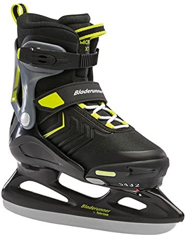 Bladerunner Ice by Rollerblade Micro Ice XT, Junior, Adjustable, Black and Lime, Ice Skates