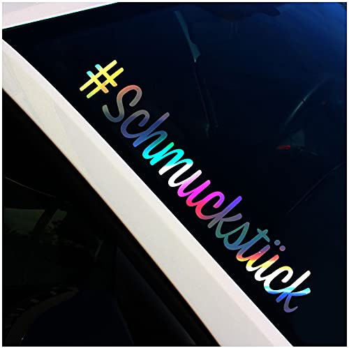 Frontscheibenaufkleber Schriftzug #Schmuckstück Aufkleber für Windschutzscheibe Heckscheibe Auto Fahrzeug Dekor Sticker Frontscheibe FS112 (Hologramm, Außenklebend)