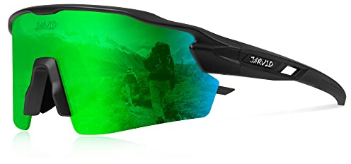 JARVID Polarisierte Fahrradbrille mit 4 Wechselgläsern Sportbrillen für Damen Herren Laufen Baseball Angeln Fahren JVD02