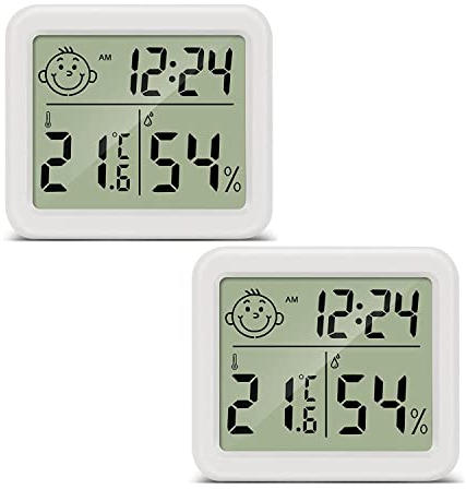 PAIRIER Digital Thermometer Hygrometer 2 Stück, Tragbares Thermometer Hygrometer Innen mit hohen Genauigkeit, LCD Bildschirm Raumthermomete, Geeignet für Gewächshaus, Heim und Büromessgeräte