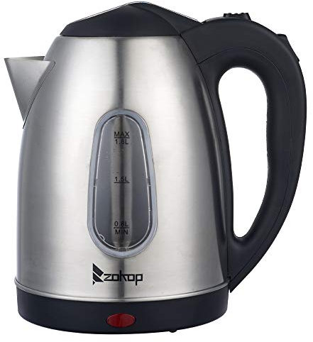 Stainless Steel Electric Kettle,Cordless Pot 1.2L Portable Electric Hot Water Kettle, 1500W Strong Fast Boiling Pot, HD-1802S 220V 2000W 1.8L Stainless Steel Electric Kettle with Water Window (Black)