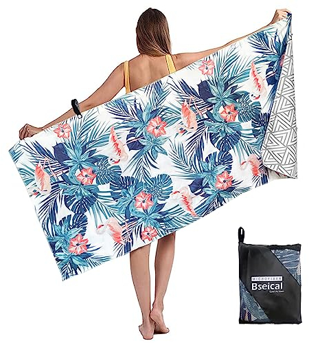 Mikrofaser Strandtuch, Strandtuch Sandfrei Groß 80x160cm, Strandhandtuch Damen, Mikrofaser Handtuch, Schnell Trocknende Und Leichte, Microfaser Handtücher Für Schwimmbad Strand Camping (Flamingo)