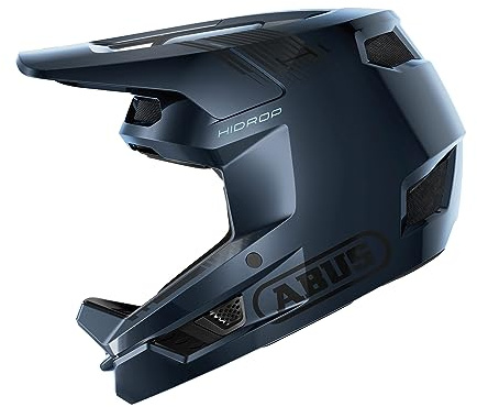 ABUS Downhill Helm HiDrop – ASTM-zertifizierter Fullface Helm mit ABS-Außenschale für MTB: Downhill, Enduro und Bikepark – für Erwachsene und Jugendliche – Blau, Größe L