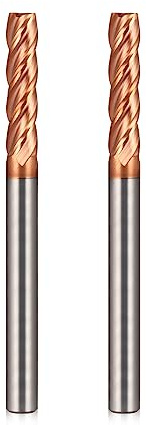 8mm Fräsende Mühle Wolframkarbid Fräser Schaftfräser 4-Flöte, 35mm Schneidlänge Spiralfräser Bit 2-Stücke TiSiN Coat Fräsen, 55 HRC Schneidende Fräse Set Bohrer für Aluminiumlegierung, Stahl, Kupfer