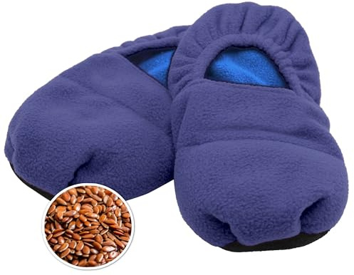 Fishtec Chaussons Chauffants aux Graines de Lin et Lavande - Chaleur douce et relaxante au Micro-ondes - Soulage les Pieds froids ou gonflés - Taille unique 41 à 45 Unisexe - Coloris Bleu polaire