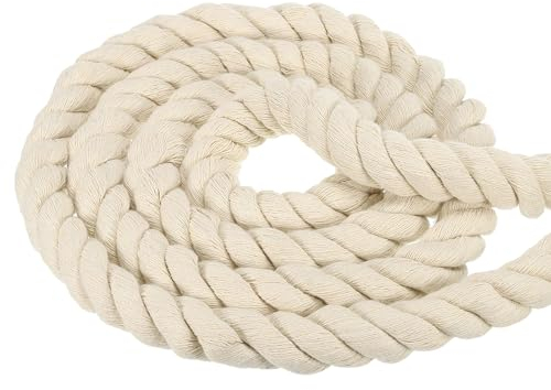 PATIKIL 1 Pouce x 35 Pieds Naturel Tordue Coton Corde, 3 Brin Doux Artisanat Corde avec Étanchéité Ruban pour Artisanat Garde-Corps Maison décoratif, Beige