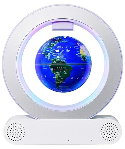 Globo Flotante Magnético con Luz LED, Base con Altavoz Bluetooth, Antigravedad, Decoración Mundial, 15 cm (Esfera Luminosa con Cambio de Color)