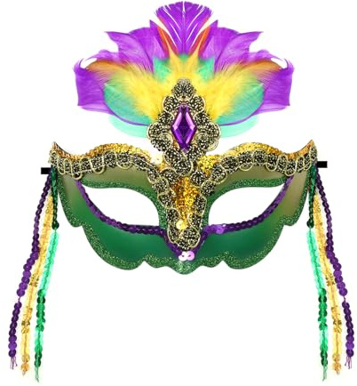 JewelryWe St. Patrick's Day Maskerade Maske Damen: Grün Lila Gold Venezianische Masken Frauen Augenmaske Gesichtsmaske für irische Ostern Karneval Halloween Kostüm Cosplay Party Fasching