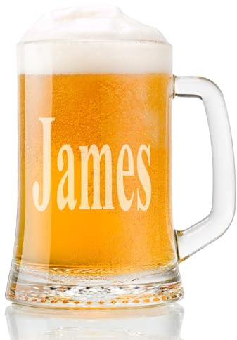 ukgiftstoreonline Personalised Name Bold Type Font Birthday Beer Tankard Glass Gift for Him