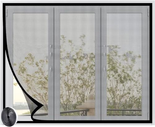 Fliegengitter Fenster,Insektenschutz zum Kleben,ohne Bohren,für Küche,Wohnzimmer,Schlafzimmer Schwarz120x165cm