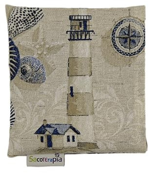 Saco Térmico de Semillas para Microondas - 15 x 15 cm - Doble Uso Frío o Calor - Alivio Natural para Cólicos y Dolor Muscular - Relleno de Trigo y Lavanda - Estampado Marinero - SACOTERAPIA