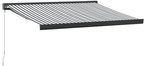 vidaXL Toldo retráctil Aluminio y Tela Gris Antracita y Blanco 3x2,5 m, toldo, toldo de Patio, Dosel de toldo, toldo de Puerta, Dosel retráctil