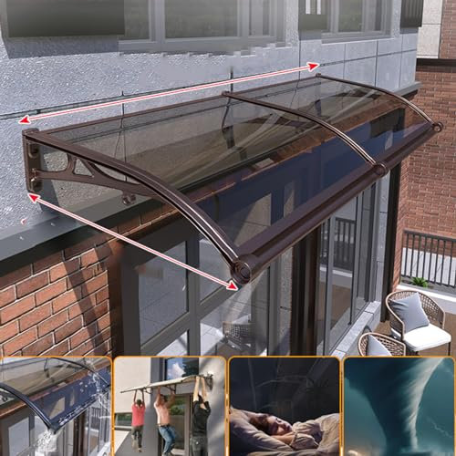 Toit Marquise Plaque Support en aluminium Couleur café Sarcelle Polycarbonate,Auvent de Porte d'entrée Protection Contre Pluie Soleil pour Maison,Toit Abri Terrasse Patio (60 x 270cm)