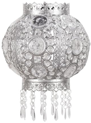 ValueLights | Moroccan Bazaar Style Silver Chandelier Pendant Shade with Jewel Droplets | Pendant Lights, Home Décor & Improvement Essential | 27cm Shade Width