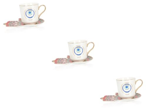 TOPBATHY 3 Juegos Taza De Café Ojo Taza De Capuchino Taza De Porcelana Taza De Agua De Fiesta Vasos De Té Turco Novedad Tazas Chocolate Caliente Tazas Taza Decorativa Café Turco Cerámica