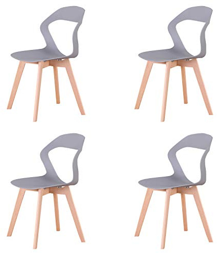 SANSHREUNI Sillas de Comedor Pack 4, Sillas Cocina, Diseño Hueco Tallado con Respaldo, Patas de Haya, Sillas Comedor Ideales para Cocina, Salas de Estar, Comedors y Oficinas (4, pesimista)