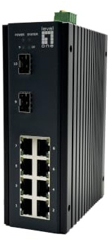 LevelOne IGU-1071 10-port L2 Plus hanterad Gigabit industriell switch, 8X 1GbE RJ45, 2X 1/2,5GbE SFP, DIN-skena, -40°C till 75°C