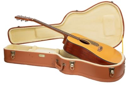 Crossrock Relief Series CRW630DRO Étui pour guitare Dreadnought pour Gibson J-45 / Martin D-Style | Finition bois rouge sculpté, intérieur en peluche ivoire, serrure