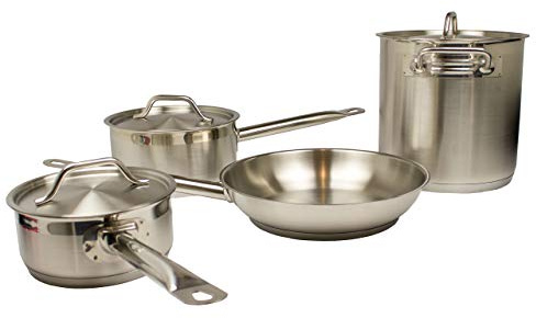 AcMax Edelstahl Gastro Set bestehend aus 2 Soßenpfannen, einem Topf und einer Bratpfanne