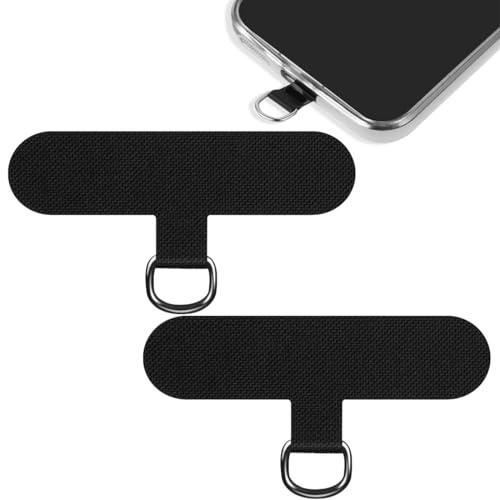 RVYEIOP 2 Piezas Parche Universal Negro para Cadena de teléfono móvil, Parche para cordón de teléfono móvil, Parche Ultrafino para Todas Las Fundas estándar de teléfono móvil
